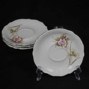 Set of 4 PETINT A LA MAIN LIMOGE colorful saucers